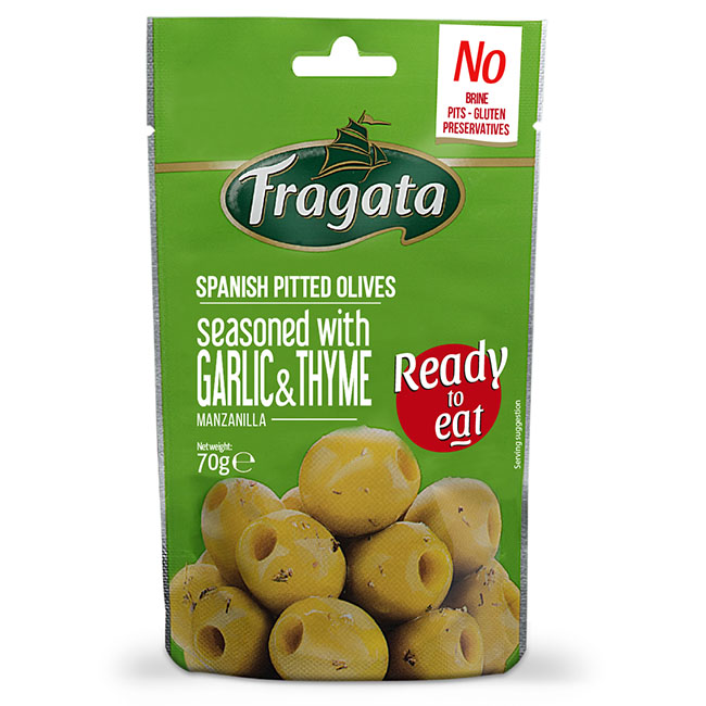 FRAGATA rohelised kivideta oliivid küüslaugu-tüümiani