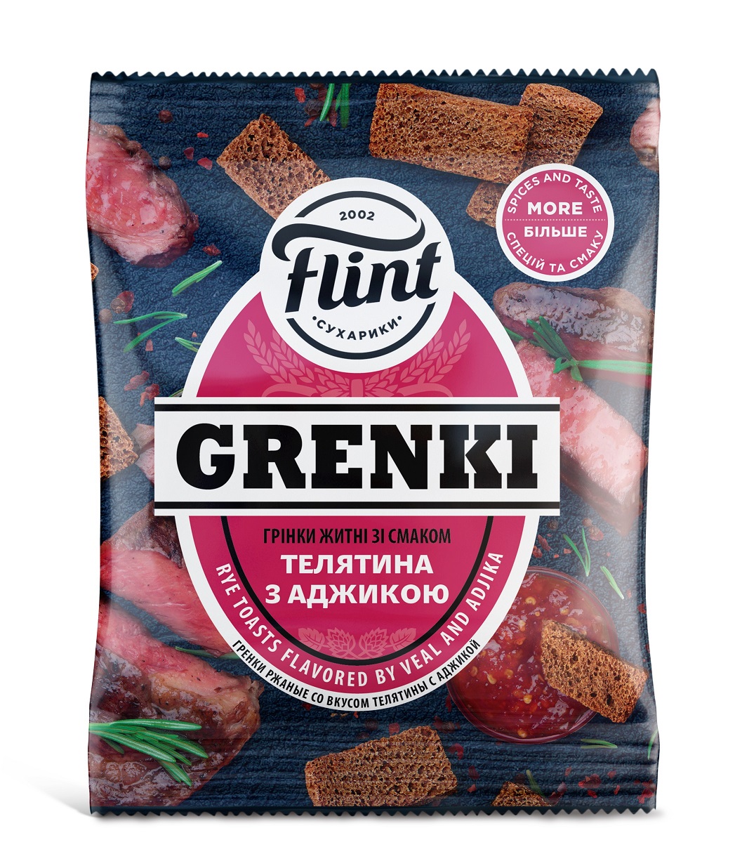 FLINT GRENKI Vasikaliha ja adžikamaitselised leivakesed