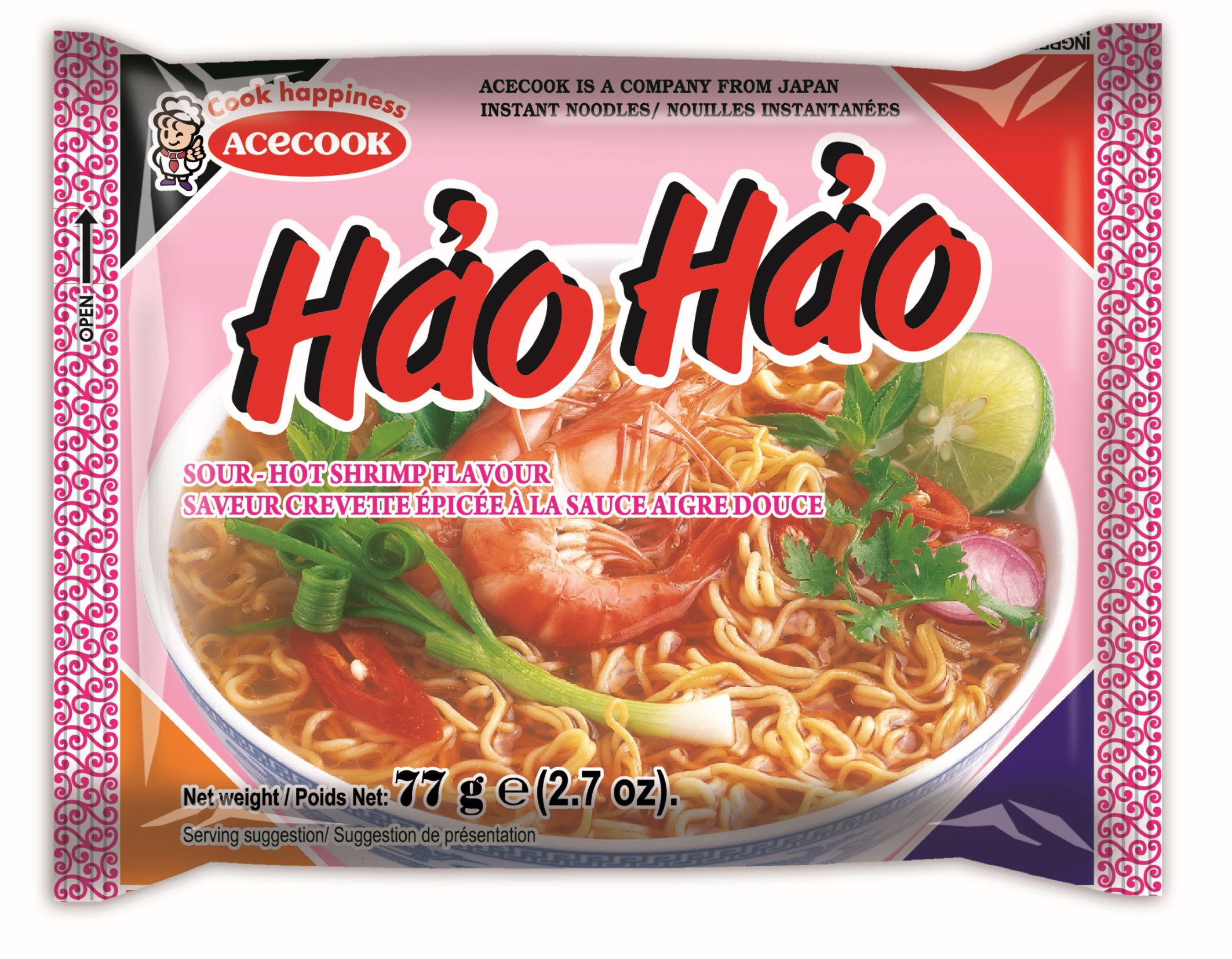 HAO HAO Vürtsikas-hapu krevetimaitselised kiirnuudlid (pakis)