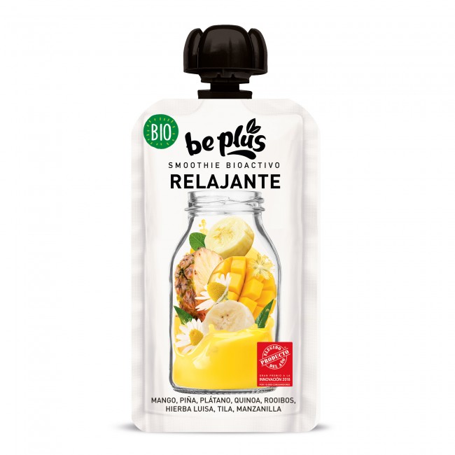 BE PLUS ökoloogiline smuuti mango-, õuna- ja banaanipüreega Relajante 150g