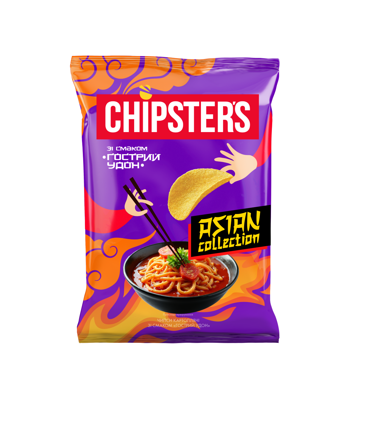 FLINT CHIPSTERS Vürtsika udoni maitselised kartulikrõpsud 100g