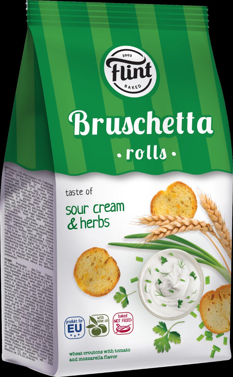 FLINT Bruschetta Rolls Hapukoore- ja ürdimaitselised saiakrõpsud 65g