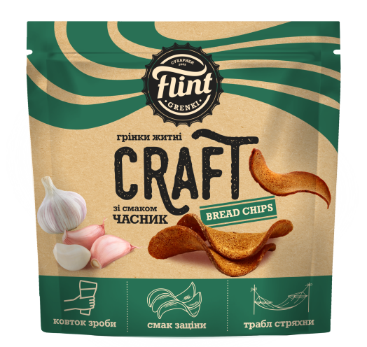 FLINT CRAFT GRENKI Küüslaugumaitselised lainelised leivakesed 80g
