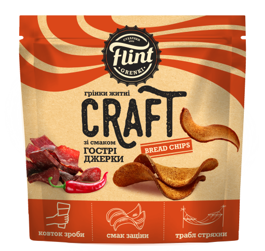 FLINT CRAFT GRENKI vürtsikad vinnutatud liha maitselised lainelised leivakesed 80g