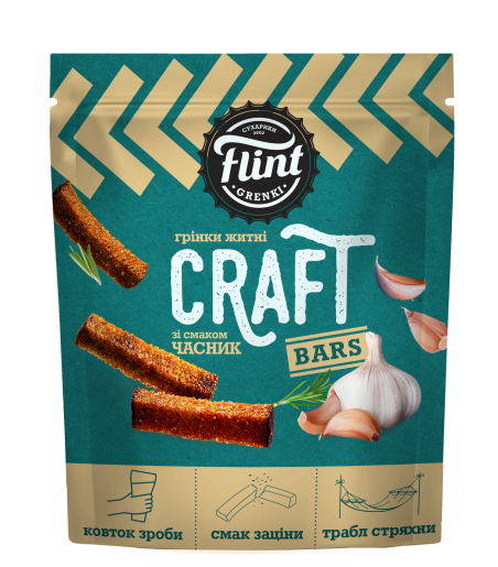 FLINT CRAFT GRENKI Küüslaugumaitselised krõbedad leivakesed 80g